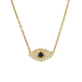 Luxury gold S925 silver necklace featuring a sparkling crystal evil eye pendant - Gold