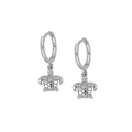 Orecchini a cerchio con tartaruga marina in argento sterling S925 e ciondoli dettagliati - Oro Bianco