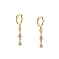 Gold chain drop earrings with white zircons and S925 silver needles for women - Gold