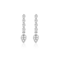 Orecchini pendenti minimalisti in argento S925 con zirconi bianchi su sfondo bianco - Argento