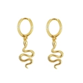 Vintage golden S-shaped snake hoop earrings with S925 silver needles for women - Gold