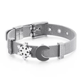 Silbernes Edelstahl-Netzarmband mit sichelförmigem Mond- und Schneeflocken-Anhängern - Silber Stil (KB124362-KFC)