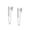 Orecchini pendenti in argento S925 con catene a nappa lunga e decoro in zircone - Argento