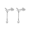 Elegant S925 silver needle long tassel earrings with sparkling zircon stones in silver finish - Silver