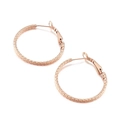 Pendientes de aro en acero inoxidable oro rosa con acabado de textura martillada - Estilo Martillado Oro Rosa (KE100101-KFC)