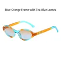 Retro cat eye sunglasses with blue-orange gradient frames and tea-blue lenses - Blue Orange Frame Tea Blue Lens