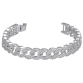 Bracciale a maglia cubana in argento con micro-pavé di zirconi e finitura lucida - Oro Bianco