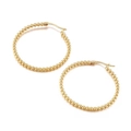 Polished gold beaded hoop earrings featuring a minimalist 39mm circular ball design - 39mm Gold