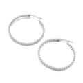 Orecchini a cerchio con perline in argento lucido e piccole sfere in acciaio - 39mm Colore Acciaio