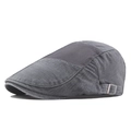Béret gris foncé avec empiècements en maille et boucle de réglage latérale en métal - Gris
