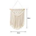 Handmade beige bohemian macrame wall hanging tapestry with geometric patterns and long tassels - Wooden Stick Lace Wall Hanging