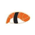 Gedetailleerde emaille speld met een realistisch zalm-sushi ontwerp en gouden rand - Sushi Stijl (C1666-4)