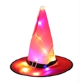 Luminous red Halloween witch hat with LED lights and silver buckle on white background - One Size / Glowing Red