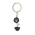 Golden Retriever and Pug dog keychain with silver ring bone and paw print charms - Pug Dog
