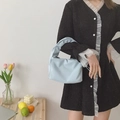Sac baguette bleu clair minimaliste en similicuir souple pour le style mode de printemps - Bleu Bébé