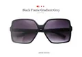 Front view of oversized fashion sunglasses with black frames and gradient grey lenses - Black/Gray