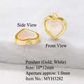 Goldener Herzanhänger mit weißer Muschel-Einlage, 10x12 mm, Vorder- und Seitenansicht - Perlmutt-Inlay / Gold/Weiß