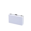 White acrylic box clutch bag with silver handles and chain for evening wear - White Silver Frame Without Chain