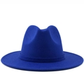 Royal blue wool fedora hat with matching ribbon, vintage jazz style wide brim hat - M (56-58cm) / Blue