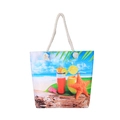 Borsa mare in lino con stampa tropicale e manici in corda per vacanze al mare - Succo e Stella Marina