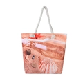Canvas beach tote bag featuring sea shells and message in a bottle print with rope handles - Drifting Bottle