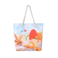Canvas beach tote with starfish and shell print and nautical rope handle design - Beach Starfish