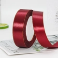 Wine red satin ribbon with gold metallic edges for gift boxes and floral decoration - One Roll 22 Meters Long / Burgundy