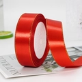 2.5cm red satin ribbon with gold edges for gift wrapping and cake box decoration - One Roll 22 Meters Long / Red