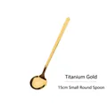 Cucchiaio rotondo da 15cm in acciaio inossidabile oro titanio per dessert e caffè - Cucchiaio Tondo 15cm / Oro Titanio