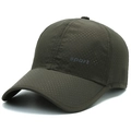 Quick-dry olive green baseball cap with sport text and breathable mesh fabric - One Size / Army Green