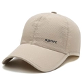 Light beige quick-dry sport baseball cap with breathable mesh and side lettering - One Size / Light Beige