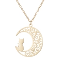 Dettaglio della collana con ciondolo a forma di luna cava e gatto origami dorato - Stile Gatto Luna (710) / Oro