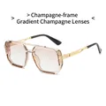 Vintage oversized pilot sunglasses with champagne frames and gradient lenses - Champagne Frame Gradient Champagne Lens