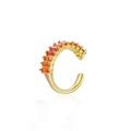 Chic 18k gold plated C-shaped ear cuff featuring emerald-cut orange cubic zirconia stones - Orange Zirconia