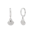 Orecchini a cerchio in argento S925 con ciondolo a conchiglia e stile marino minimal - 2-Conchiglia Argento