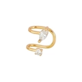 Minimalist double layer gold ear cuff with marquise and round zircon stones for women - 1(Single) Gold-Marquise+Round Zircon