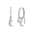 Orecchini 925 argento stella luna croce con cristalli su sfondo bianco - Argento