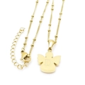 Gouden engelketting met letter D hanger en kralenketting voor vrouwen - Letter D (KN196916-K)