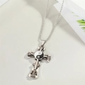 Pendentif croix punk en acier inoxydable avec symbole yin yang et zircons brillants - Croix Huit Trigrammes Noir Fusil