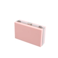 Modern pink acrylic square clutch bag with silver metal clasp and crossbody chain strap - Light Pink Silver Frame Without Chain