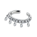Ασημένιο σκουλαρίκι ear cuff 18k με κρεμαστά στοιχεία και λαμπερά ζιργκόν πέτρες - Ασημί (Μεμονωμένο Τεμάχιο)