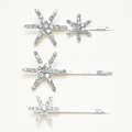 Schitterende zilveren ster haarspelden set met steentjes voor elegante bruidskapsels - Set van 3 / Zilver