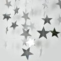Hanging silver paper star garland decoration for birthday party wall decor - 4 Meters / Mirror Silver Stars
