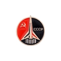 Spilla smaltata CCCP Space Shuttle sovietica con falce e martello in finitura rosso oro - Stile Aerospaziale Sovietico CCCP (XZ2852)