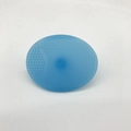 Sky blue oval silicone facial cleansing brush with soft massaging bristles for skin care - Transparent Blue