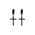 Minimalistische schwarze Kreuz-Ohrringe aus Edelstahl für Damen und Herren auf weißem Grund - Ohrring (Piercing) / Schwarz