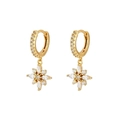Elegante goldene Blumen-Ohrringe mit Zirkonia-Kristallen und s925 Silberstift für Damen - Gold