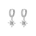 Elegante S925 Silber Creolen mit Zirkon-Pavé und achtzackigen Sternanhängern für Damen - Silber