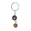 Golden Retriever dog keychain with bone and paw print charms in silver and brown - Chow Chow