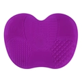 Purple silicone makeup brush cleaning mat with textured suction cup surface - Deep purple
